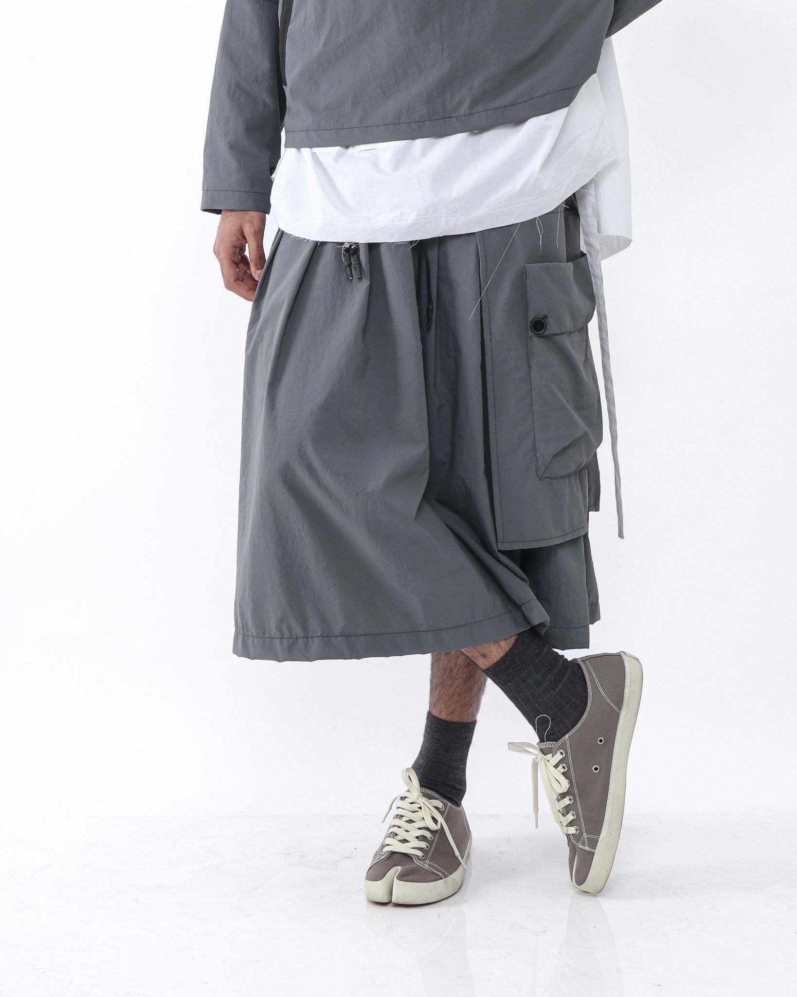 Polyester Cargo Skirt - Grey