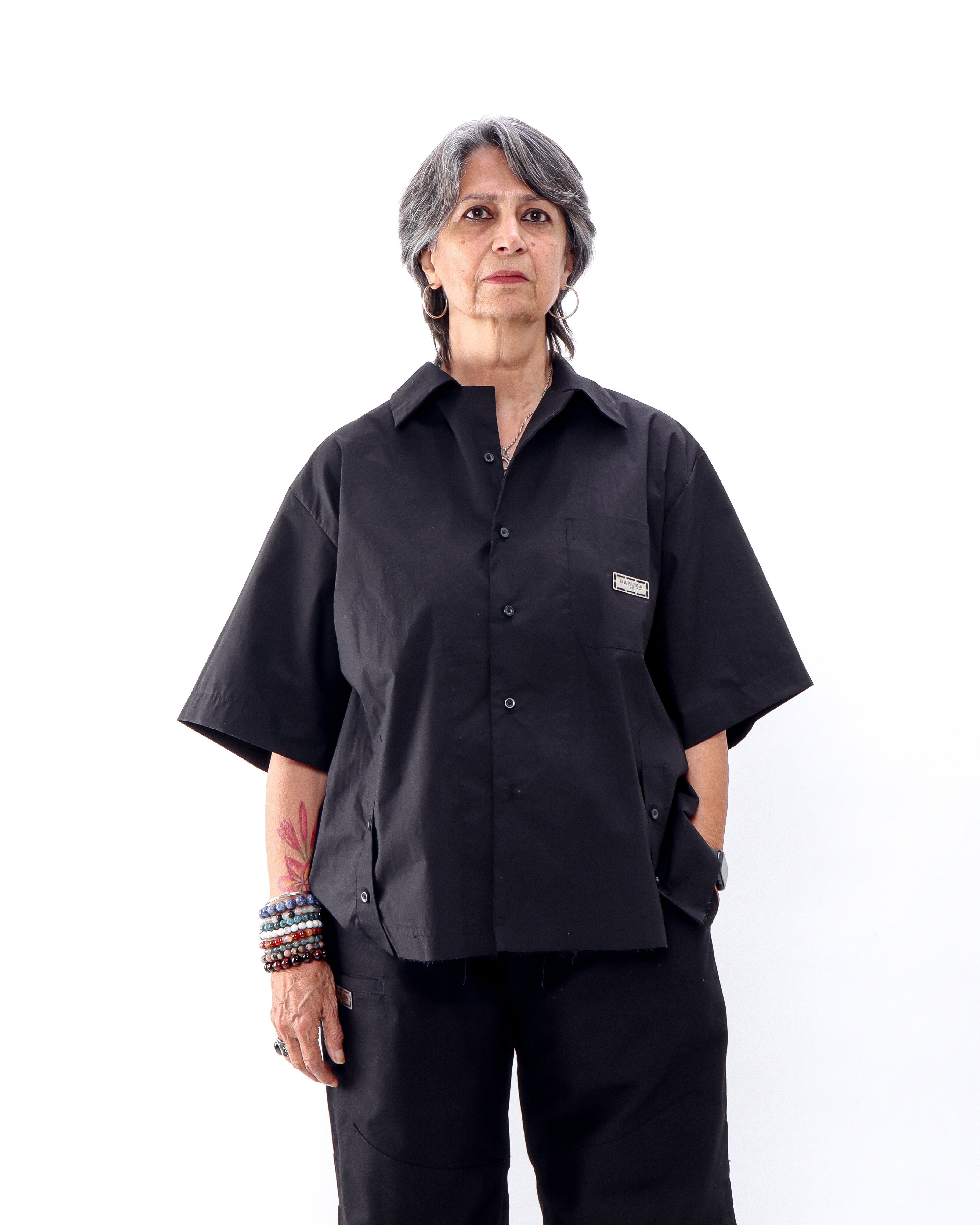 2024 Camp Collar - Black Poplin