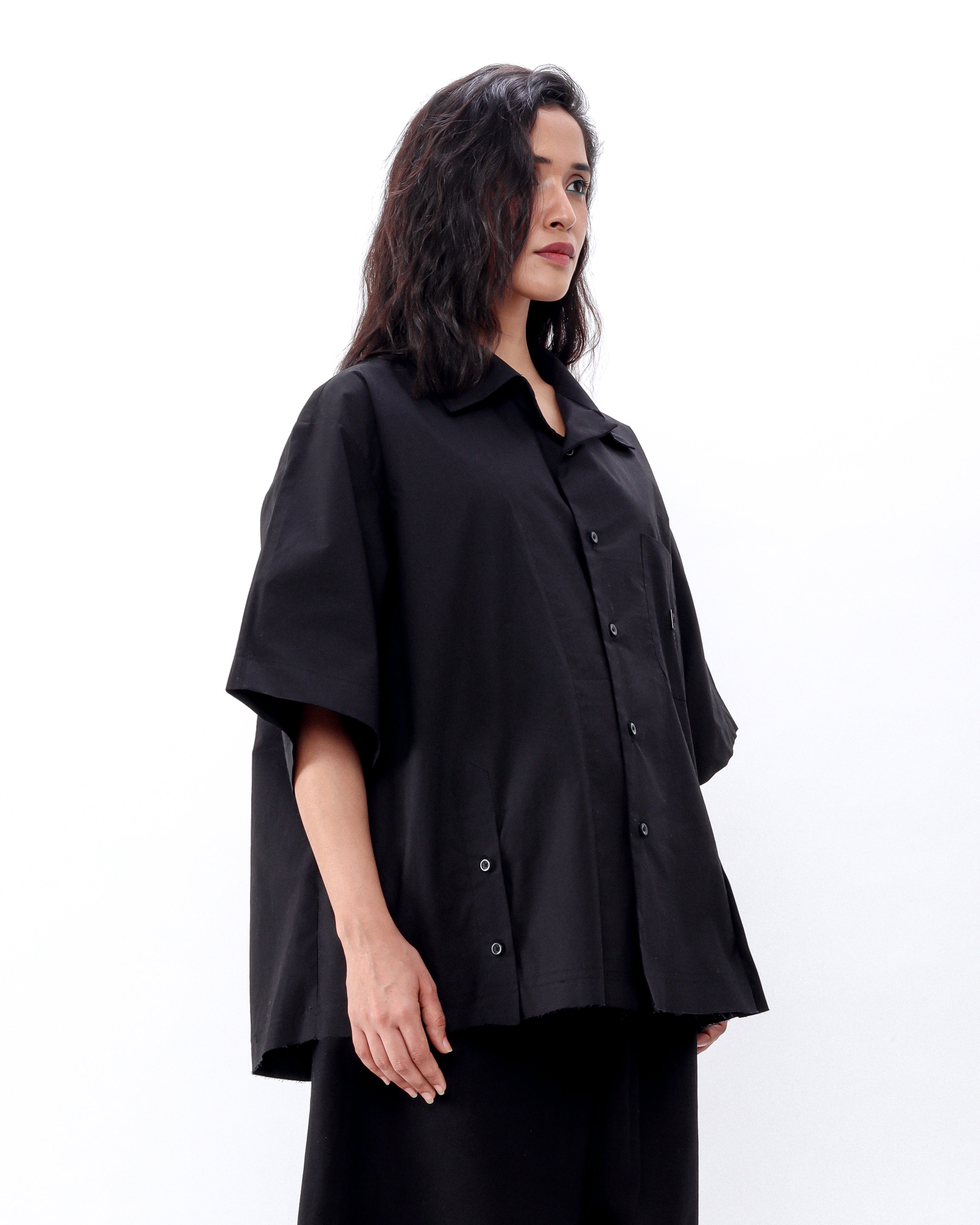 2024 Camp Collar - Black Poplin
