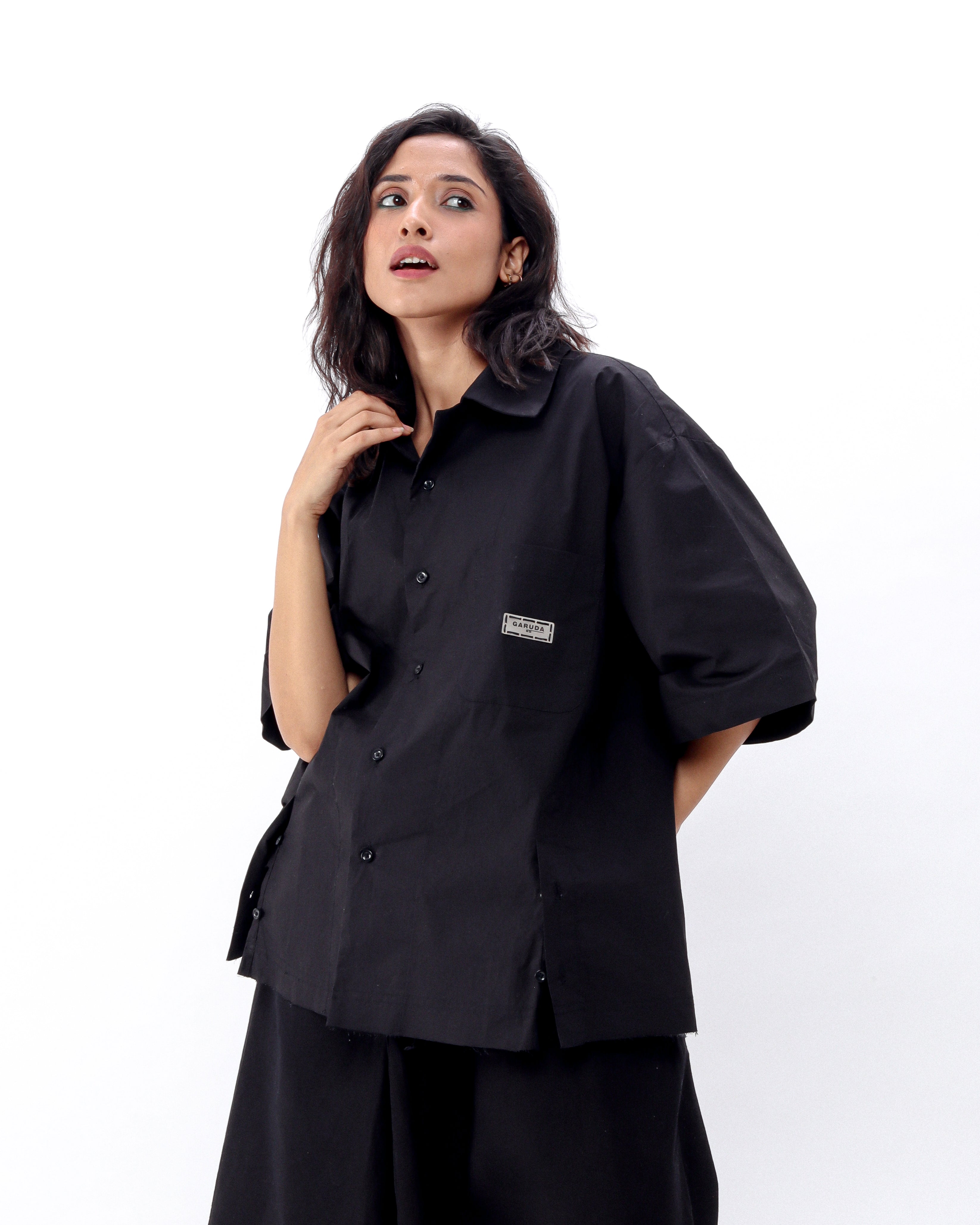 2024 Camp Collar - Black Poplin