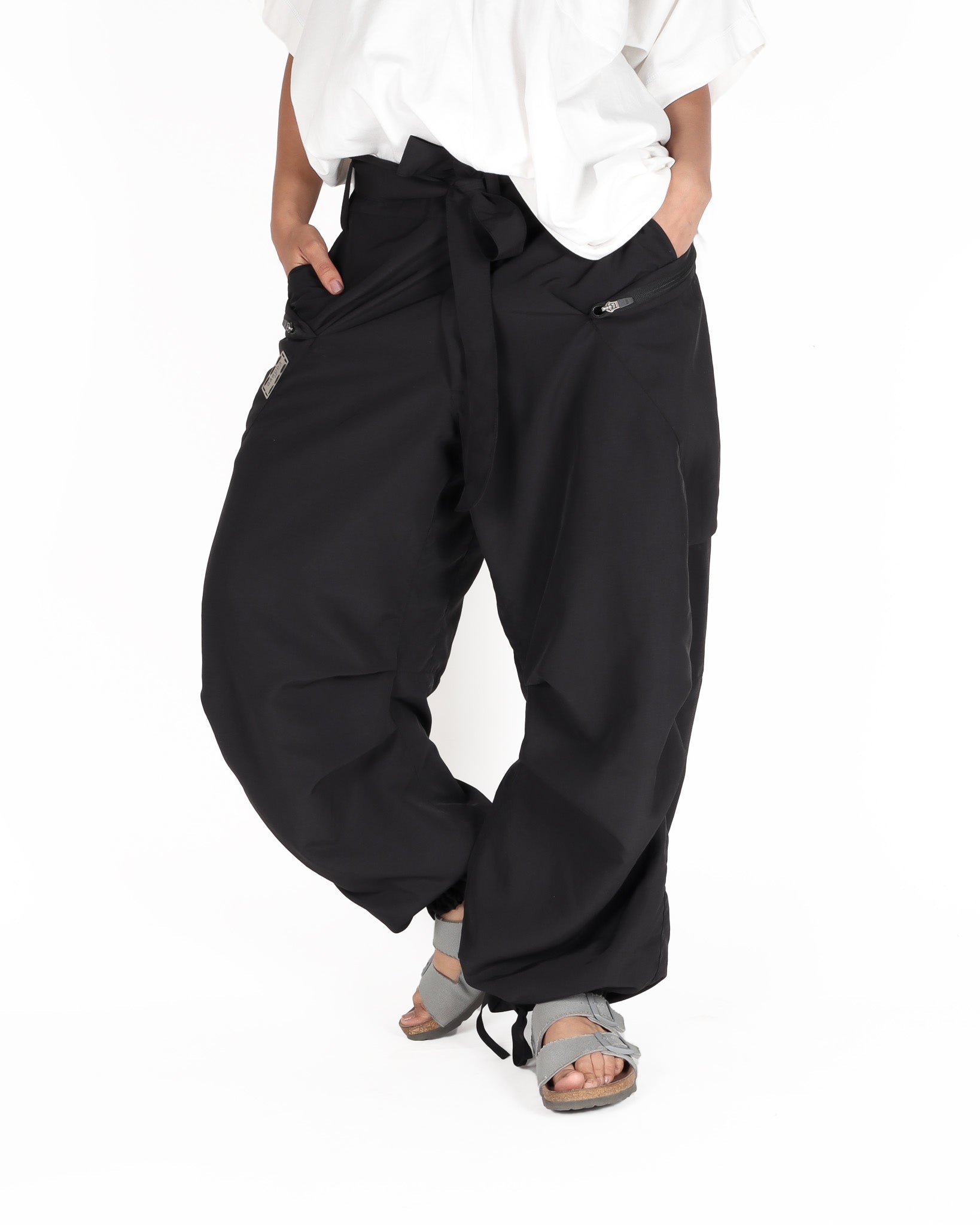 YOOTIKO Parachute Pants for Women Metallic Pants Silver Y2K High