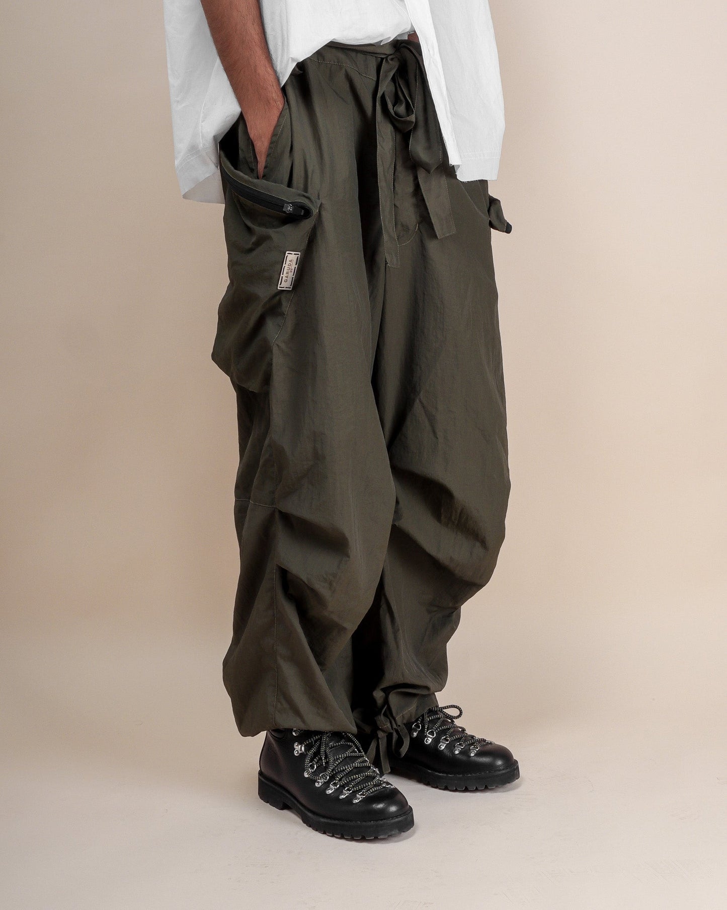 Polyester Parachute Pants - Olive - GARUDA