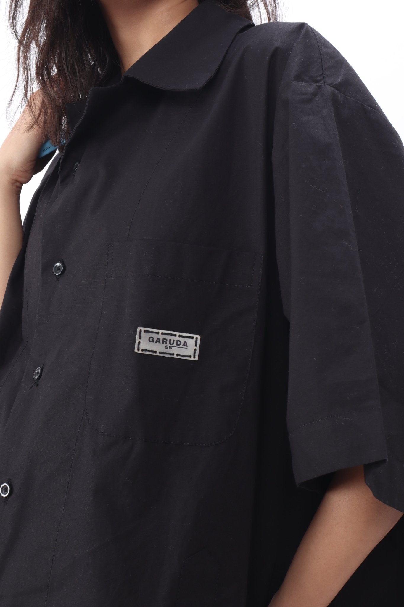 2024 Camp Collar - Black Poplin - GARUDA