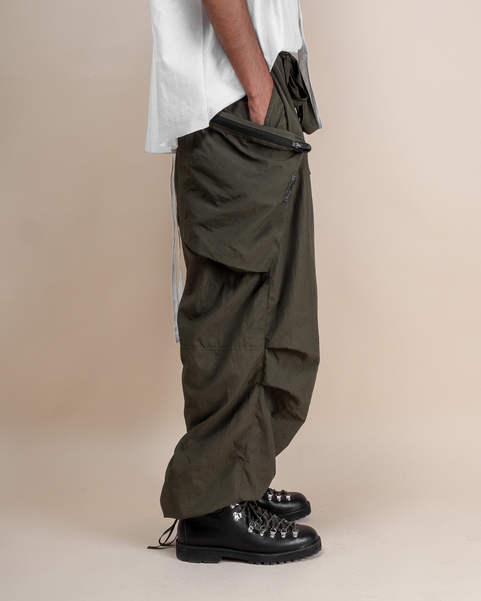 Polyester Parachute Pants - Olive