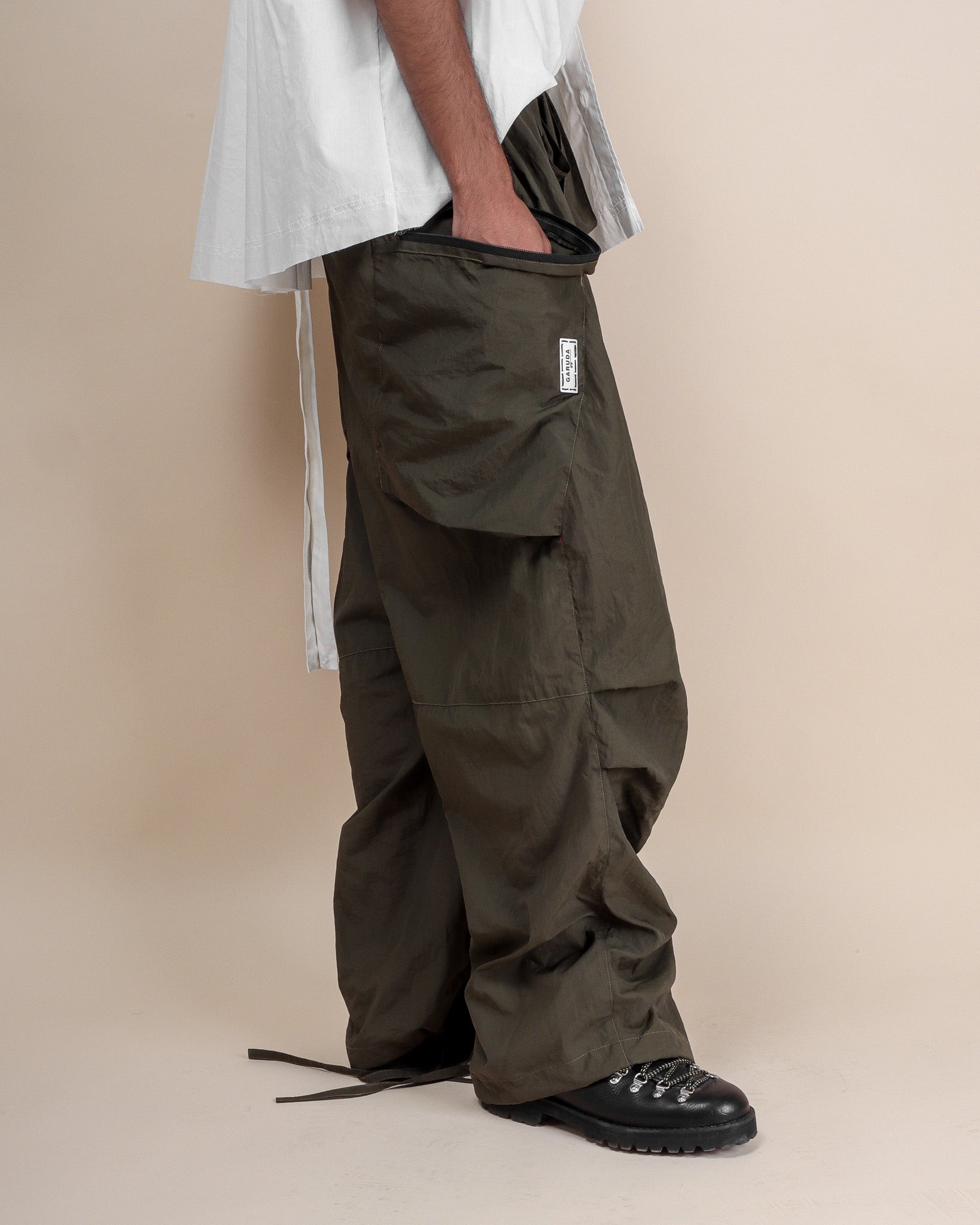 Polyester Parachute Pants - Olive