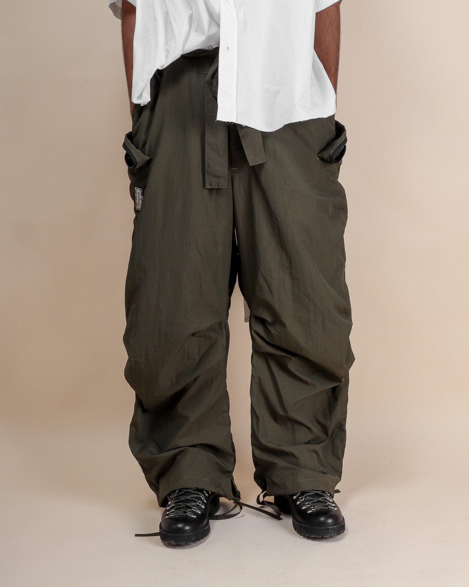 Polyester Parachute Pants - Olive