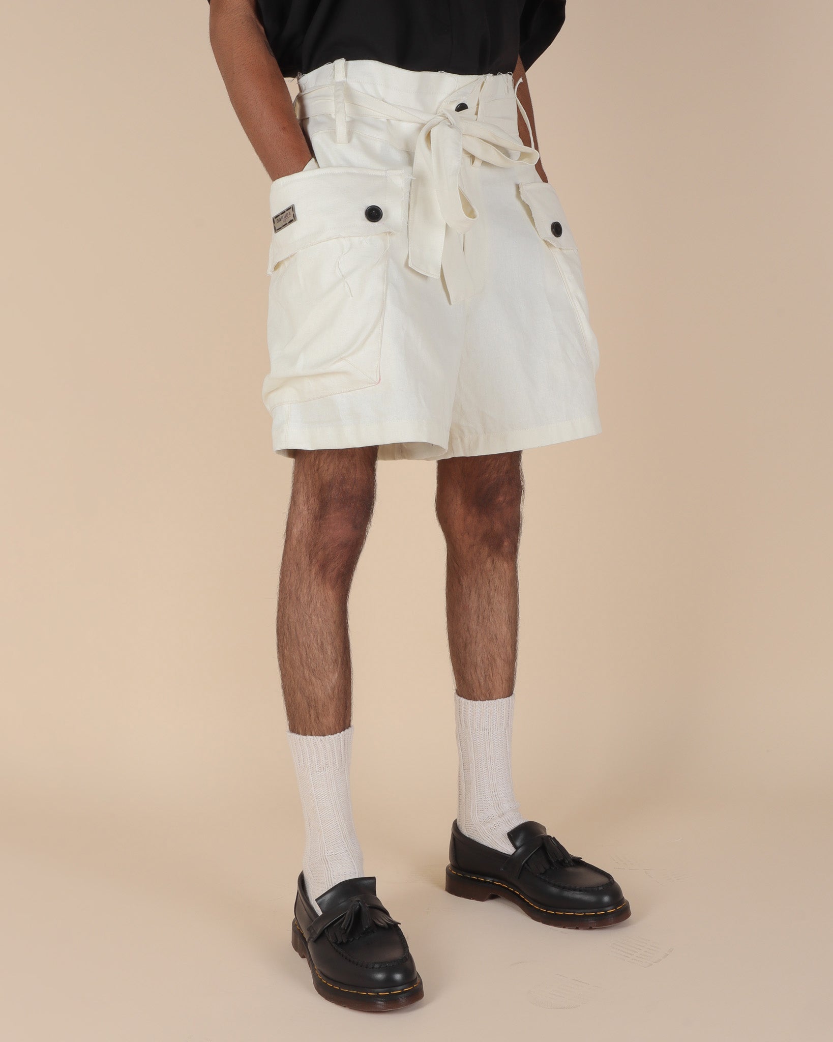 Canvas Cargo Shorts - Eggshell