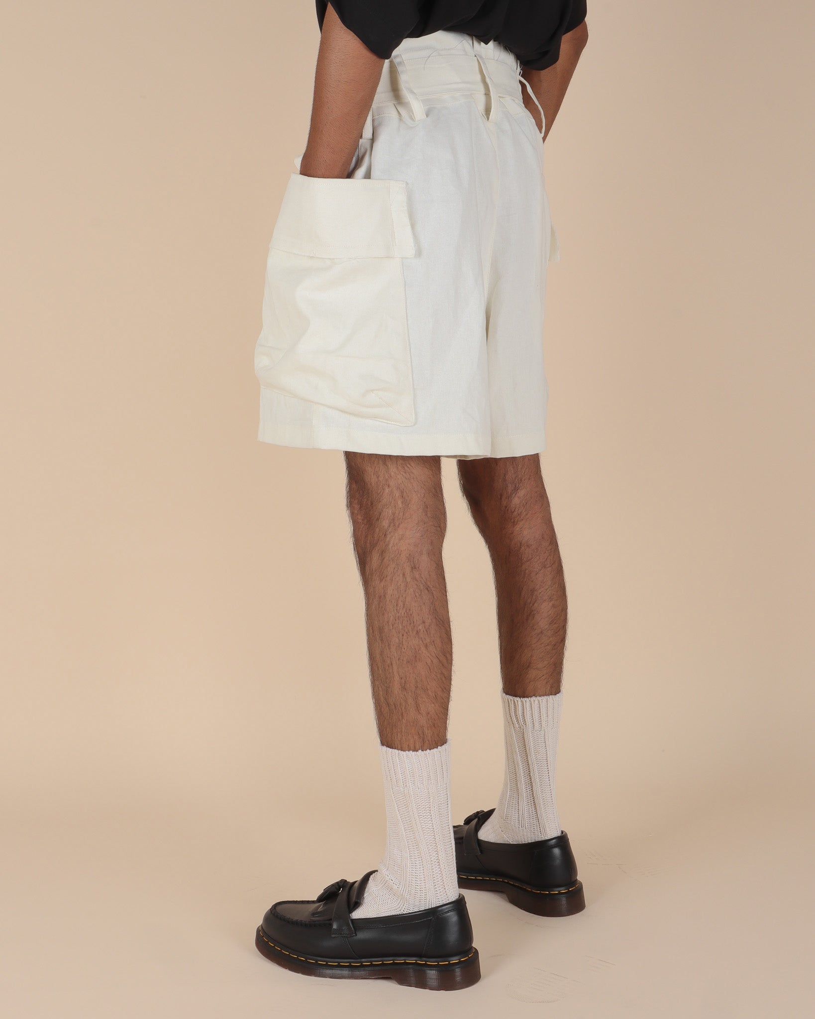 Canvas Cargo Shorts - Eggshell