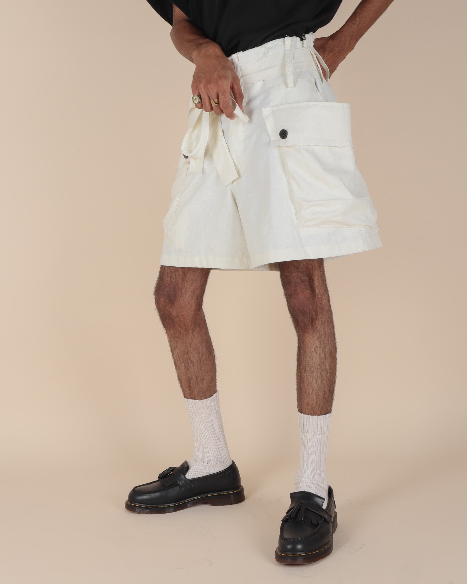 Canvas Cargo Shorts - Eggshell