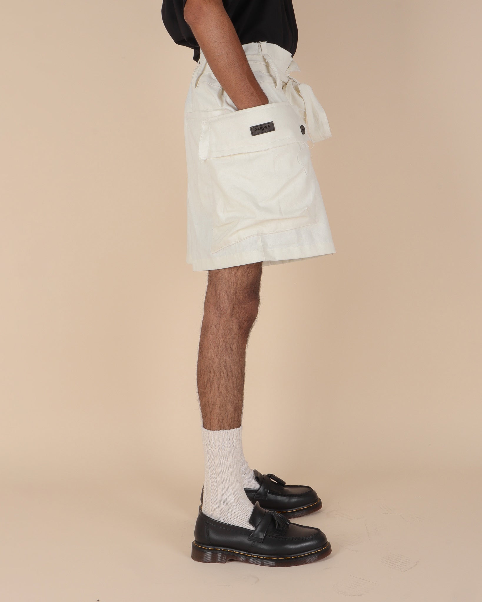 Canvas Cargo Shorts - Eggshell - GARUDA