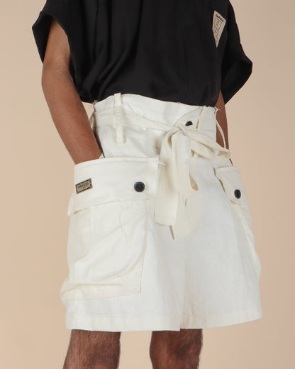 Canvas Cargo Shorts - Eggshell - GARUDA