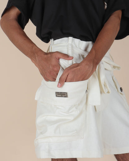 Canvas Cargo Shorts - Eggshell - GARUDA