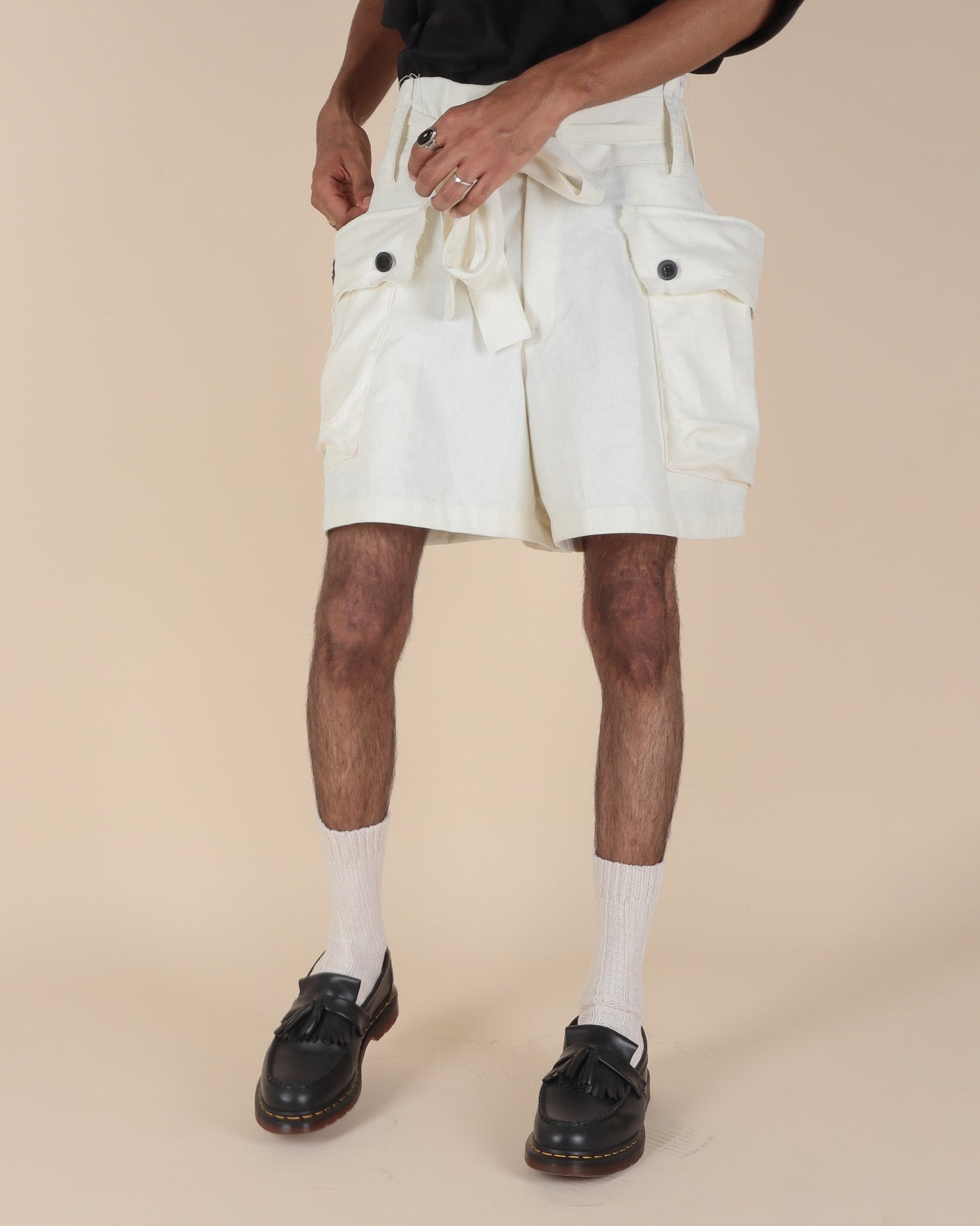 Canvas Cargo Shorts - Eggshell - GARUDA