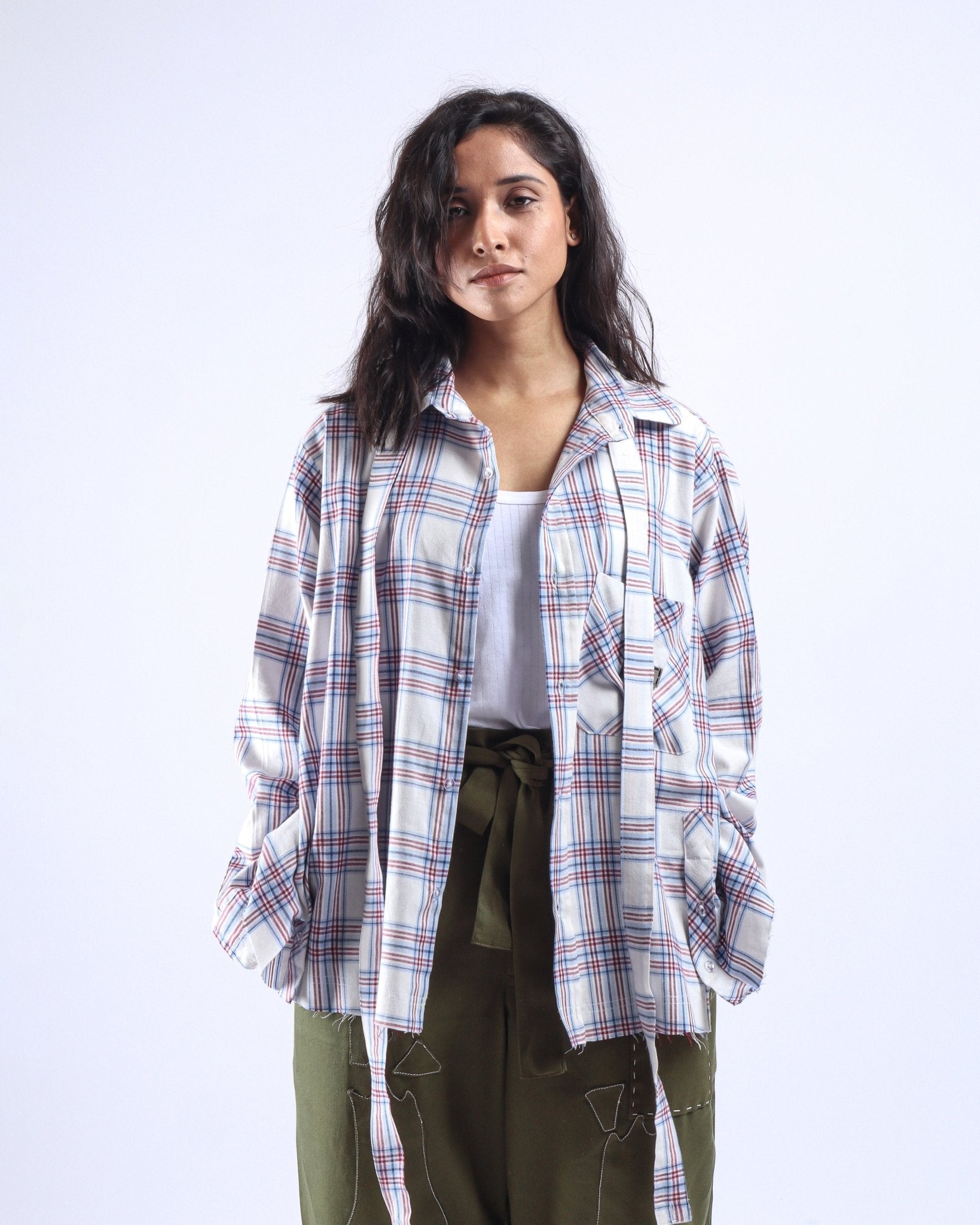Cotton Flannel Shirt V2 - Egg/Red/Blue - GARUDA